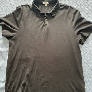 Black James Perse Sueded Jersey Polo 4/XL
